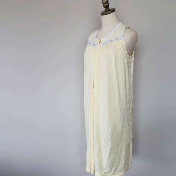 Yellow Nightgown SECRET TREASURES Pullover Floral Lace Trim Sleeveless Medium - Picture 8 of 8